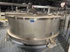Used ICCNW Single wall stainless steel mixing tank, 120 diameter x 11FT high, 6,813 gallon capacity, (TK 233), 4 blade agitator with 5HP drive, mounted on load cells (East 2)