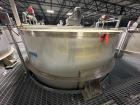 Used ICCNW Single wall stainless steel mixing tank, 120 diameter x 11FT high, 6,813 gallon capacity, (TK 237), 4 blade agitator with 5HP drive, mounted on load cells (East 2)