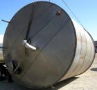 USED: Tank, 10,000 gallon, 304 stainless steel, vertical. Approximate 11' diameter x 14' straight side. Coned top, sloped bottom. Openings: top 18