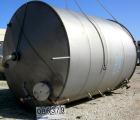 USED: Tank, 10,000 gallon, 304 stainless steel, vertical. Approximate 11' diameter x 14' straight side. Coned top, sloped bottom. Openings: top 18