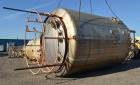 Used APV Crepaco Tank, Approximately 11,000 gallons, 304 Stainless Steel, Vertical. Approximate 138” diameter x 164” straight side, dished top, coned bottom. Approximate 60” wide section of bottom si...
