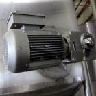 Used Apache Tank, 6500 Gallon, 316 Stainless Steel, Vertical. Approximate 102” diameter x 172” straight side. Dished top, 70” coned bottom. Side entering agitator with a 3 blade prop, driven by a 3hp...