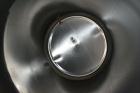 Used Apache Tank, 6500 Gallon, 316 Stainless Steel, Vertical. Approximate 102” diameter x 172” straight side. Dished top, 70” coned bottom. Side entering agitator with a 3 blade prop, driven by a 3hp...