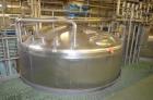 Used- Crepaco 6,000 Gallon (Approximately) Stainless Steel Vertical Single Wall Tank. Dome top, dished bottom center. Bridge...