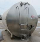 Used Crepaco Storage Tank, 5000 Gallon, 316 Stainless Steel, Horizontal. 96” Diameter x 144” straight side, dished heads. (1) Section approximate 48” wide x 103” long of bottom dimple jacket, no rati...