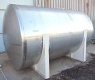 Used- Custom Metalcraft Tank, 5000 Gallon, 304 Stainless Steel, Horizontal. Approximately 96” diameter x 144” straight side,...