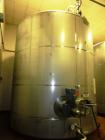 Used 10,000 Stainless Steel Single Shell Mixing Tank. Domed top, sloped bottom mixing tank with vent on top, bottom side manway, bottom side 6.25 hp agitator with 155 final rpm mixer. 12' diameter x ...