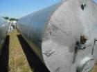 Used Eisenback 6,000 Gallon Stainless Steel Vertical Storage Tank. 304 stainless steel. Flat bottom, dished head, 6' 8