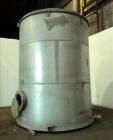 Used Evans & Sons Tank, 9000 Gallon, 316 Stainless Steel, Vertical. Approximate 126” diameter x 168” straight side, flat top and bottom. Internal atmospheric at 150 degrees F. Openings top (2) 2”, (3...