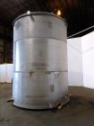 Used Evans & Sons Tank, 9000 Gallon, 316 Stainless Steel, Vertical. Approximate 126” diameter x 168” straight side, flat top and bottom. Internal atmospheric at 150 degrees F. Openings top (2) 2”, (3...