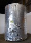 Used Evans & Sons Tank, 9000 Gallon, 316 Stainless Steel, Vertical. Approximate 126” diameter x 168” straight side, flat top and bottom. Internal atmospheric at 150 degrees F. Openings top 2”, (4) 4”...
