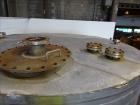 Used Evans & Sons Tank, 9000 Gallon, 316 Stainless Steel, Vertical. Approximate 126” diameter x 168” straight side, flat top and bottom. Internal atmospheric at 150 degrees F. Openings top 2”, (4) 4”...