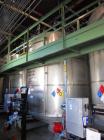 Used Krenz Approximately 10,000 Gallon Stainless Steel Storage Tank. Approximately 12' diameter x 12' straight side. Flat bottom and slight cone top. Various top openings including a 17