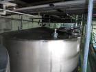 Used Krenz Approximately 8,500 Gallon Stainless Steel Storage Tank. Approximately 11' diameter x 12' straight side. Flat bottom and slight cone top. Various top openings including a 17