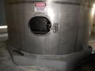 Used Saracco Tank & Mfg Approximately 8,500 Gallon Stainless Steel Storage Tank. Approximately 11' diameter x 12' straight side. Flat bottom and slight cone top. Various top openings including a 17