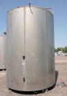 Used Mueller Storage Tank, 6,000 Gallon, Model D, 304 Stainless Steel, Vertical. 112” Diameter x approximate 135” straight side, dished top, 5” pitched sloped bottom. sidewall dimple jacket, approxim...