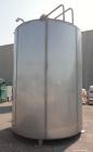 Used Mueller Storage Tank, 6,000 Gallon, Model D, 304 Stainless Steel, Vertical. 112” Diameter x approximate 135” straight side, dished top, 5” pitched sloped bottom. Sidewall dimple jacket, approxim...