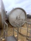 Used- Mueller 6000 Gallon Vertical Stainless Steel Jacketed Tank. Sanitary polished, interior, 7'4