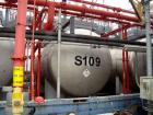 Used- Tank, Approximately 6342 Gallon (24,000 liter), Stainless Steel, Horizontal. Mounted on carbon steel saddles.