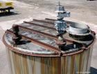 Used Tank, 5100 Gallon, 304 Stainless Steel, Vertical. Approximately 114 diameter x 116 straight side, flat top, sloped bottom. Internal ladder. Openings: top (2) 4