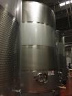 Used Paul Mueller 12,000 Gallon, White Wine Fermenting Tank, Stainless Steel, Vertical. Model DF, Slope top and bottom. 140 “ O.D. x 208-1/4” high. (2) Bands of dimple jacket on sides rated at 200 ps...