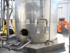Used Santa Rosa Approximately 27,000 Gallon Vertical Stainless Steel Storage Tank. Approximately 12' diameter x 32' straight side. Sloping bottom. 16