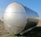 Used Santa Rosa 10,000 Gallon Stainless Steel Horizontal Storage Tank. Approximately 10'6