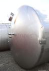 Used Walker Stainless Tank, 5000 Gallon, Model 9561, 304 Stainless Steel, Vertical. Approximate 120” diameter x 104” straight side, dished top, sloped bottom. Openings top (2) 3” NPT, 18” man way wit...