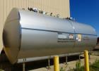 Used Walker Stainless Tank, Model HHT, Approximate 13,500 Gallon, 316L Stainless Steel, Horizontal. 120” Diameter x 264” straight side, dished heads. (2) Top entering agitators with approximate 1-1/2...