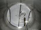 Used Walker Stainless 10,000 Gallon top agitated stainless steel single wall mixing tank.  Bottom side manway, dish top and bottom, (2) sets of mixing blades, dual CIP spray ball, thermometer, 3