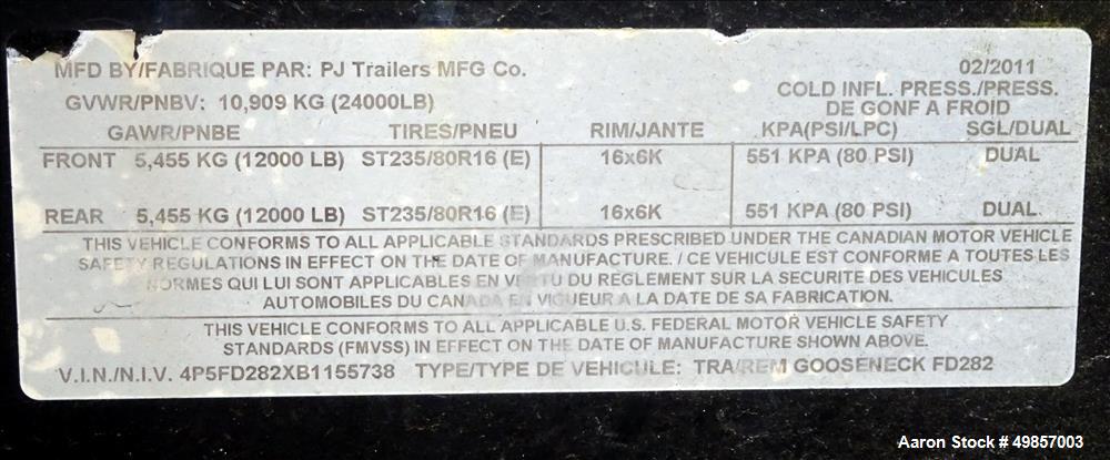 Used PJ Trailers Mfg, Goose-Neck Trailer.