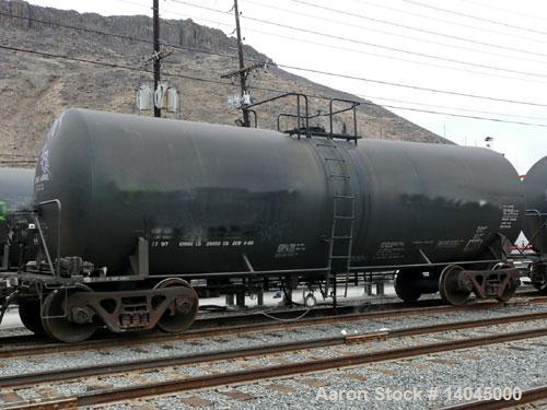 Used Trinity Tank Car, 17,574 Gallon Carbon Steel Lined Railcar. DOT Classification #111A100W3. Insulation is 4" fiberglass. Tank measurements: 43'1" long, 10'8" extreme width, 15'1" extreme height. ...