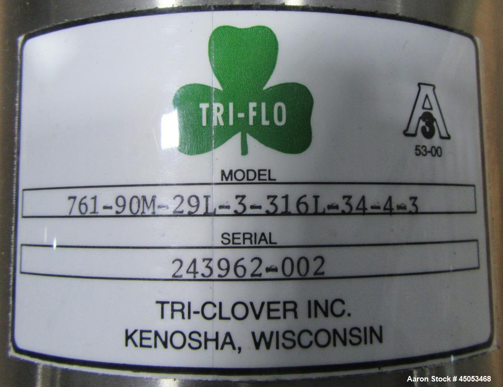 Unused Alfa Laval Tri-Clover 3" 316L Stainless Y Body Shut-Off Valves