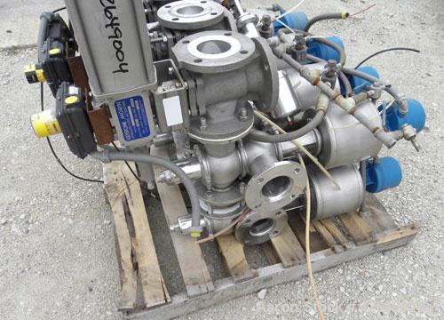 Used- Sanitary 3'' Valve Banks, Stainless Steel. (1) Bank with (3) Keystone Morin 316 stainless steel actuators, and (8) Tuc...