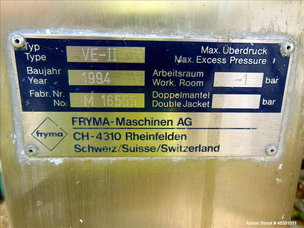 Used Stainless Steel Fryma Vacuum Deaerator, Model VE II