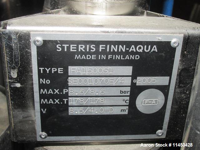 Used-One (1) used Finn Aqua pure steam generator, model 1500-S-1, single still with pump, shop order# 607002, serial# 38834,...