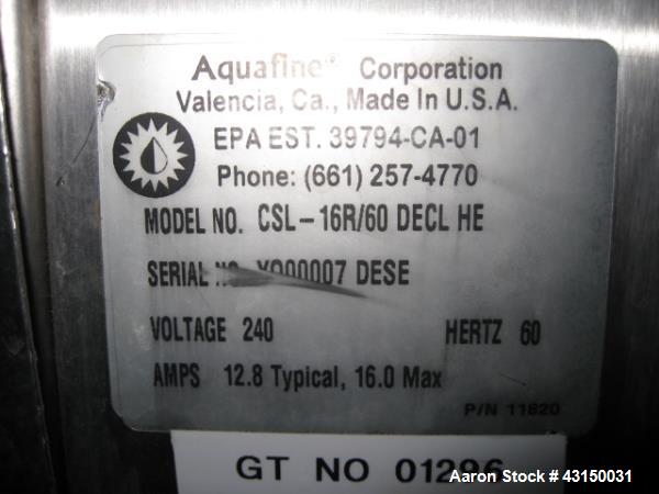 Used Aquafine UV filter system, model UV-3UV2