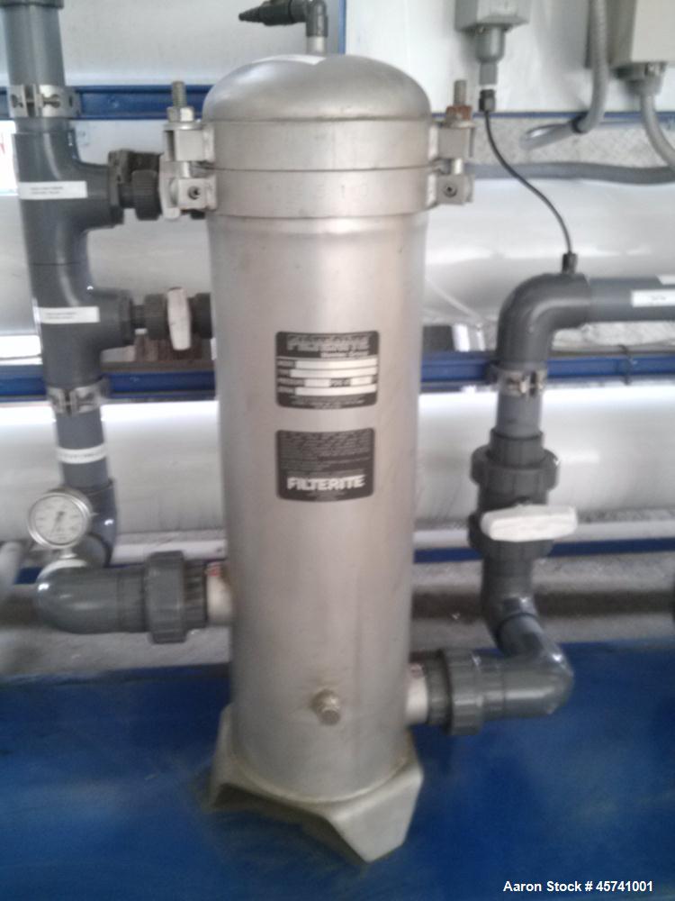 Used Ionic Ahlfinger Water Company Reverse Osmosis System. Baldor 15 hp electric motor, 480 volts, 3 phase mounted on Grundfos CR8 15 hp pump. Filterite model number 9100715-000 type 12 FM, (3) Code ...