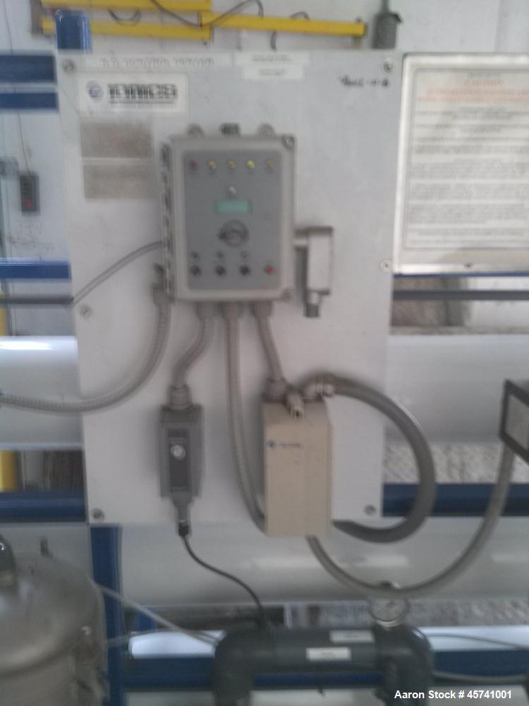 Used Ionic Ahlfinger Water Company Reverse Osmosis System. Baldor 15 hp electric motor, 480 volts, 3 phase mounted on Grundfos CR8 15 hp pump. Filterite model number 9100715-000 type 12 FM, (3) Code ...