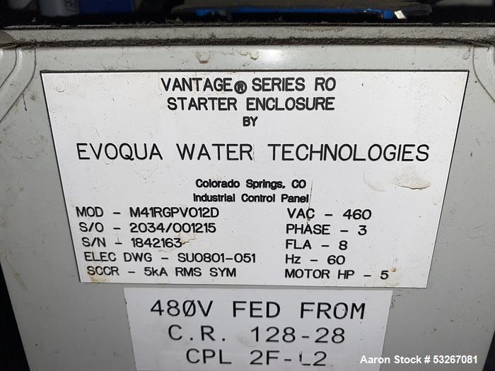 Used Evoqua Water Technologies Vantage Series Reverse Osmosis System, Model M41RGPV012D
