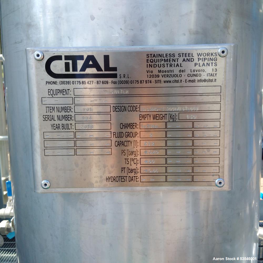 Used Essential Oils Distillation System – Cital Skid with Teconositer Steam Generator, 200–330 L/hr, Built 2018