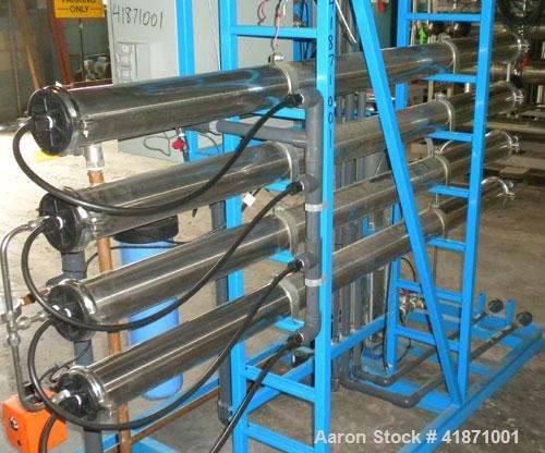 Used Applied Membranes Inc Reverse Osmosis System, model J-84B-236, 316 stainless steel. Designed to produce low dissolved solids water from tap or well water. Designed operating conditions: Permeate...