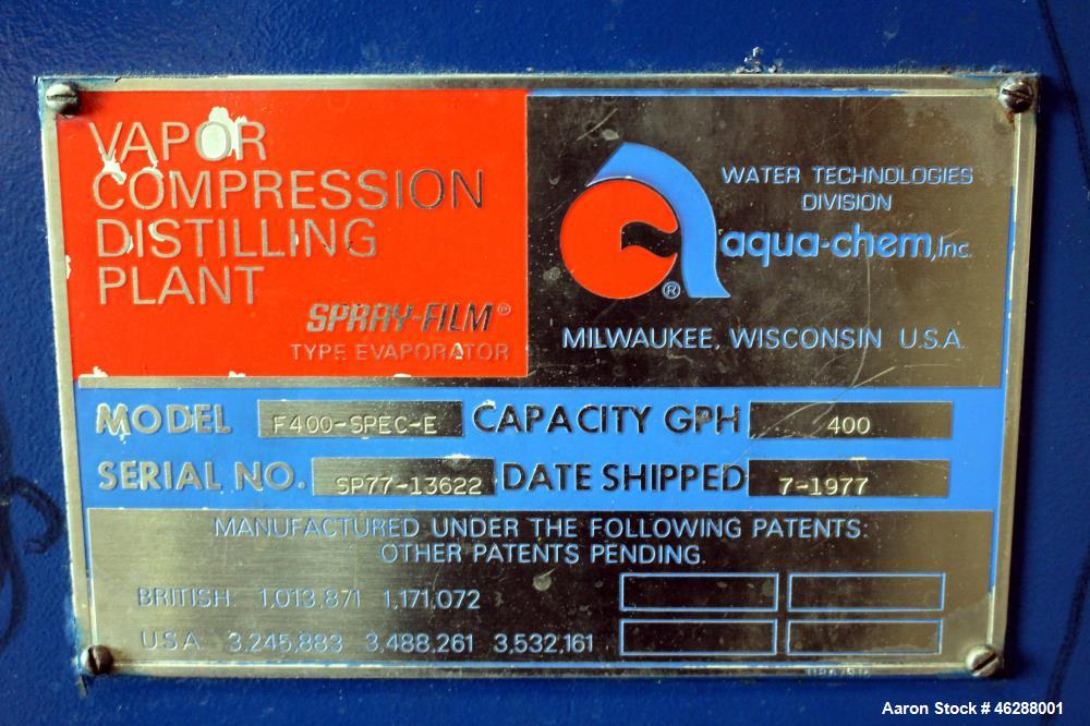 Used Aqua-Chem Vapor Compression Distilling Plant