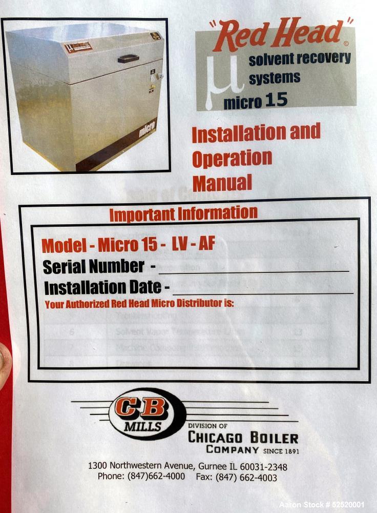 Unused - CB Mills Micro Series Batch Solvent Recovery Still System