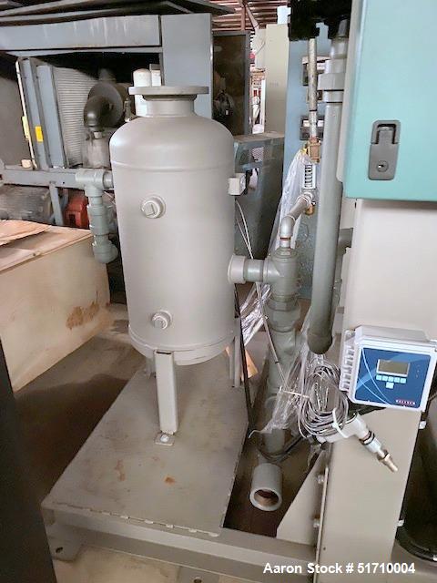 Used Clayton Industries Feedwater Treatment System. (1) Tank. Frame with control panel & (2) pumps. (2) Water softners.