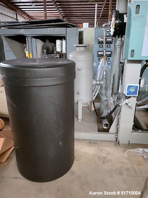 Used Clayton Industries Feedwater Treatment System. (1) Tank. Frame with control panel & (2) pumps. (2) Water softners.