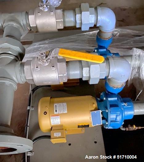 Used Clayton Industries Feedwater Treatment System. (1) Tank. Frame with control panel & (2) pumps. (2) Water softners.