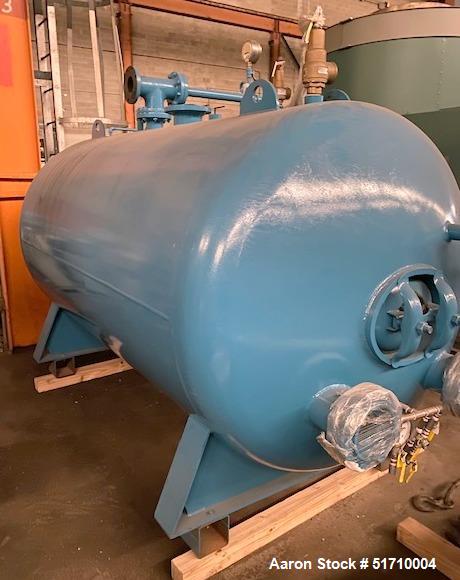 Used Clayton Industries Feedwater Treatment System. (1) Tank. Frame with control panel & (2) pumps. (2) Water softners.