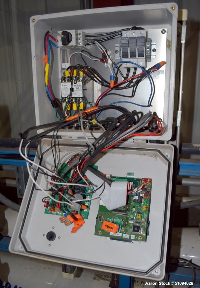 Used Culligan G Series Dual Membrane Reverse Osmosis System. Consisting of: (2) Culligan Model C-300P-8 membrane pressure vessels, (1) Grundfos vertical pump, (1) cartridge filter housing, (1) XP con...