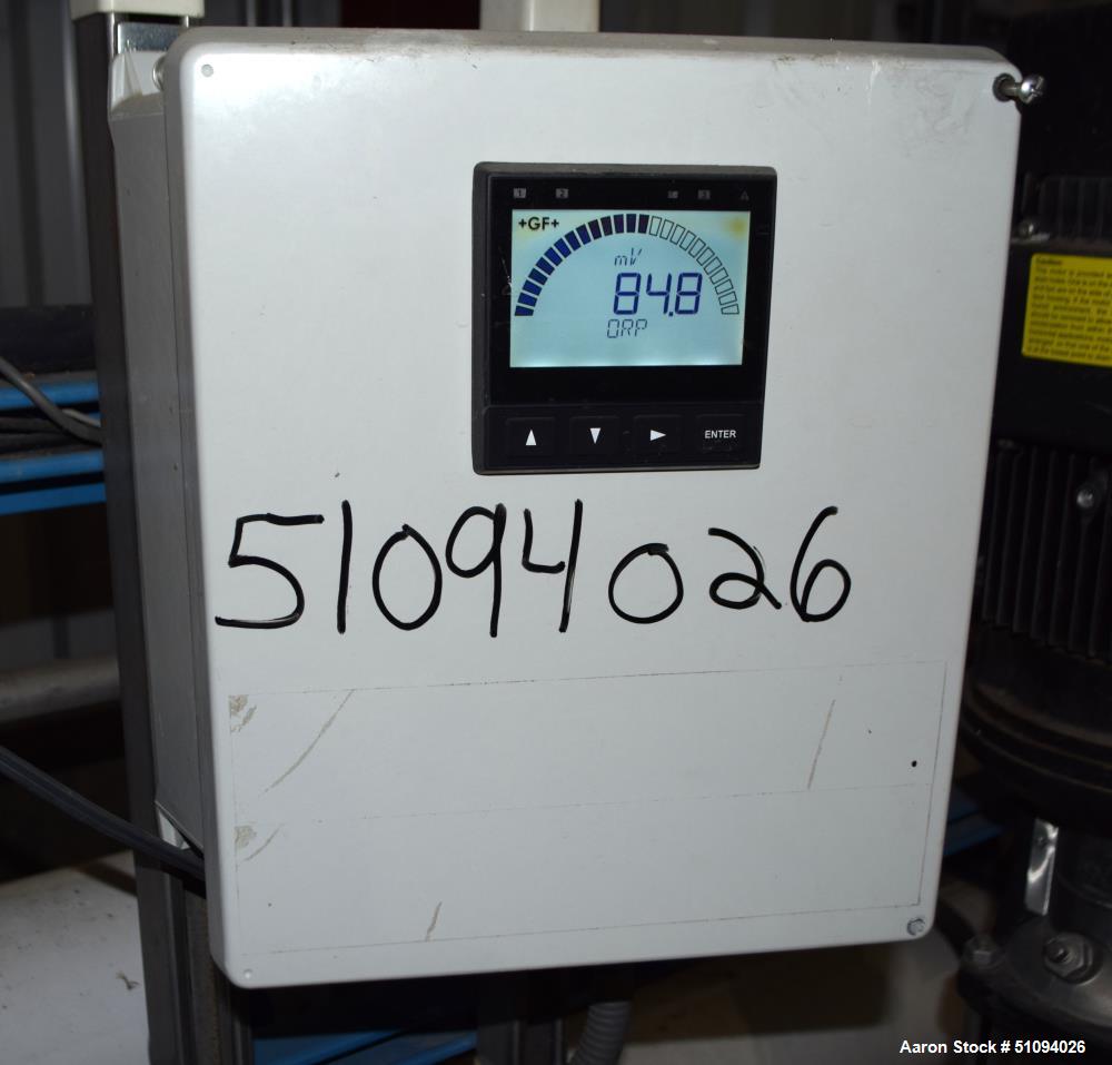 Used Culligan G Series Dual Membrane Reverse Osmosis System. Consisting of: (2) Culligan Model C-300P-8 membrane pressure vessels, (1) Grundfos vertical pump, (1) cartridge filter housing, (1) XP con...